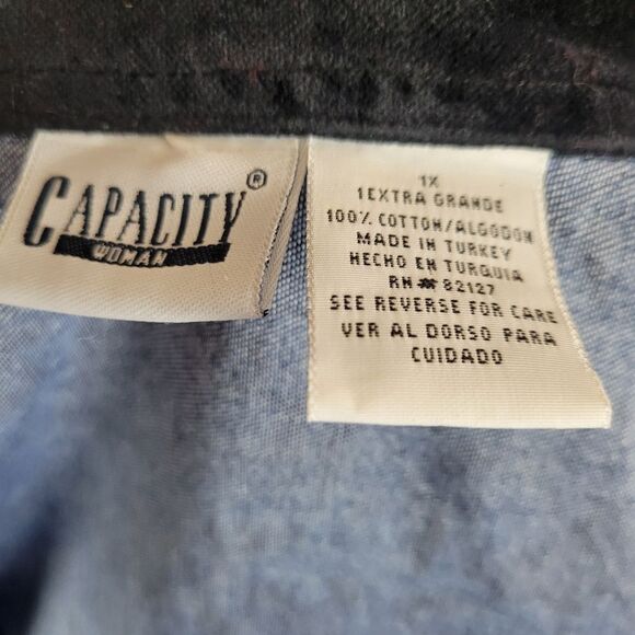 Capacity Blue Denim Floral Print Skirt and Vest Set Size 1X - Picture 9 of 9